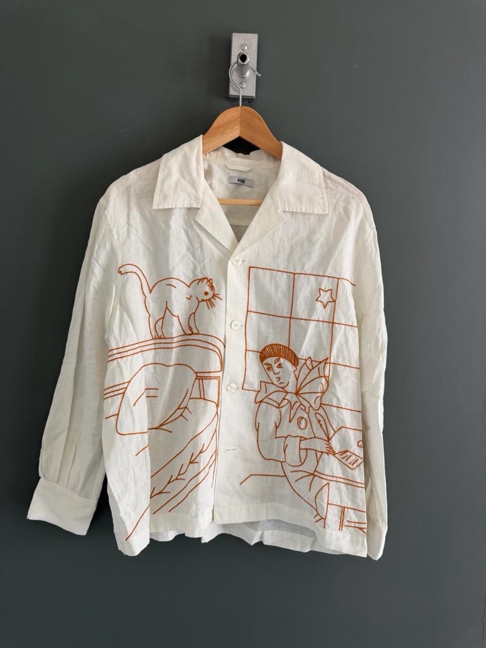 Unisex Bode Embroidered linen shirt